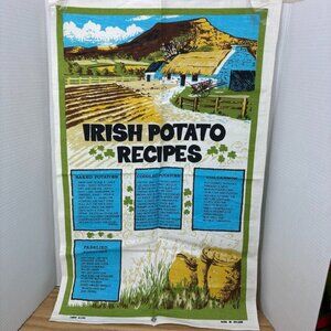 UNUSED Linen Blend Irish Tea Towel, IRISH POTATO RECIPES Made in Ireland 18x29